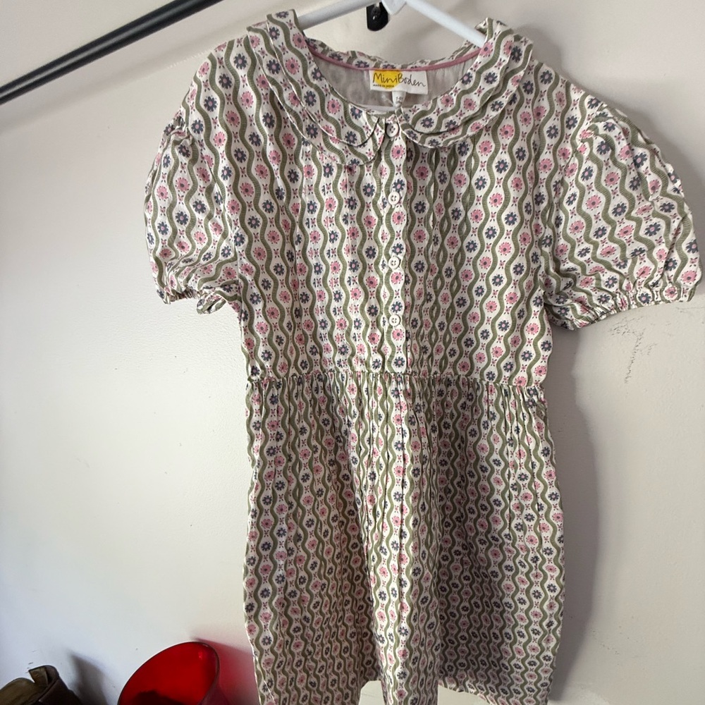 Mini Boden Kids Dress with Pink and Green Pattern